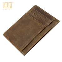 Brown luxury slim minimalist leather clutch card wallet