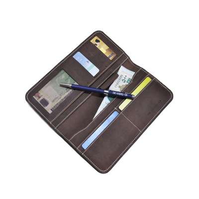 High Quality Crazy Horse Leather Travel Wallet Business Card Holder