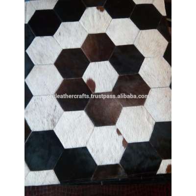 Leather Square Rug - Genuine Leather - Cow Hair on