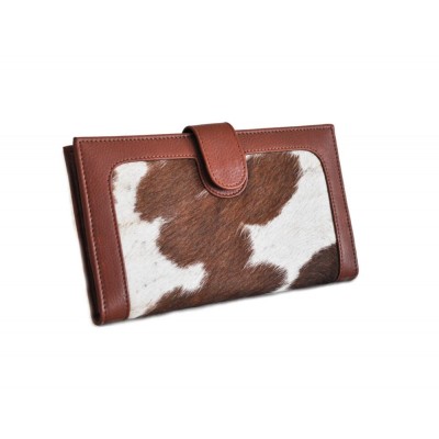 Cow Hair on bifold long RFID card holder wallet