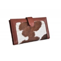 Cow Hair on bifold long RFID card holder wallet